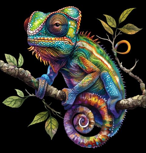 Obrázek produktu Dámské tričko Barevný Chameleon na Větvi