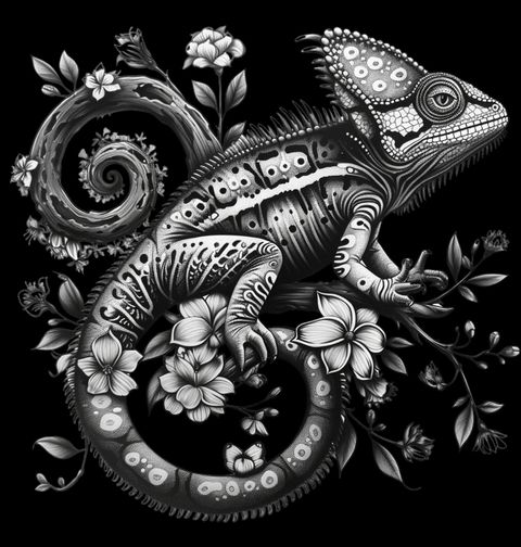 Obrázek produktu Dámské tričko Chameleon mezi Květinami