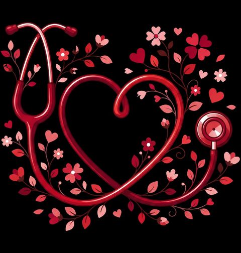 Obrázek produktu Pánské tričko Červený Stetoskop mezi Květy