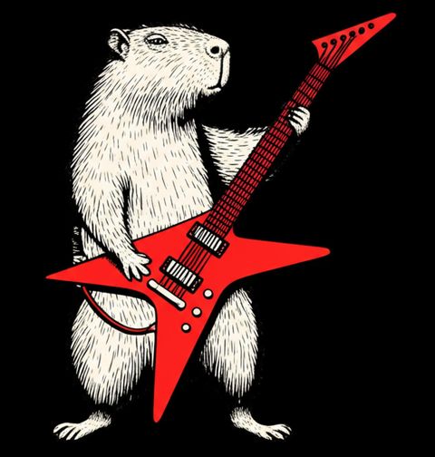 Obrázek produktu Pánské tričko Divoká Kapybara s Elektrickou Kytarou