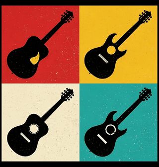 Obrázek 2 produktu Pánské tričko Čtyři druhy Kytary Retro Koláž