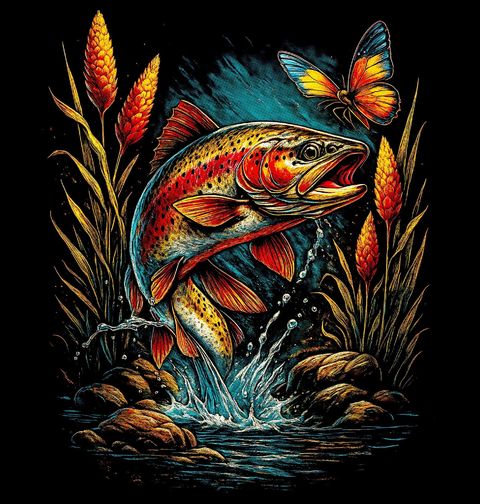 Obrázek produktu Dámské tričko Pstruh duhový s Motýlem