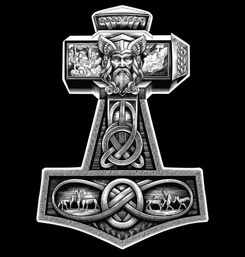 Obrázek produktu Pánské tričko Vikingské Kladivo Mjölnir