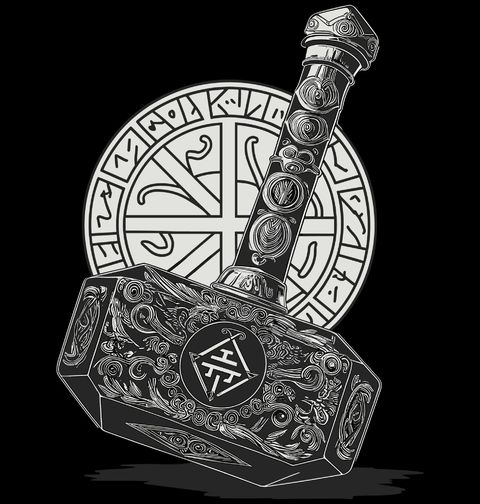 Obrázek produktu Pánské tričko Posvátné Kladivo Mjölnir