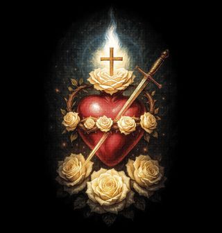 Obrázek 1 produktu Dámské tričko Neposkvrněné Srdce Panny Marie mezi Růžemi