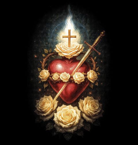 Obrázek produktu Dámské tričko Neposkvrněné Srdce Panny Marie mezi Růžemi