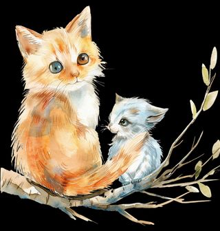 Obrázek 2 produktu Dámské tričko Kočka s Koťátkem na Větvi