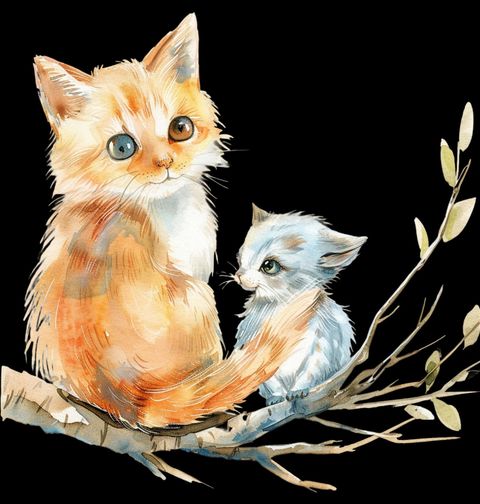 Obrázek produktu Pánské tričko Kočka s Koťátkem na Větvi