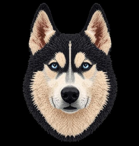 Obrázek produktu Pánská mikina Černý Háčkovaný Sibiřský husky