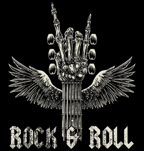 Obrázek produktu Pánské tričko Okřídlená Hlava Kytary Rock and Roll