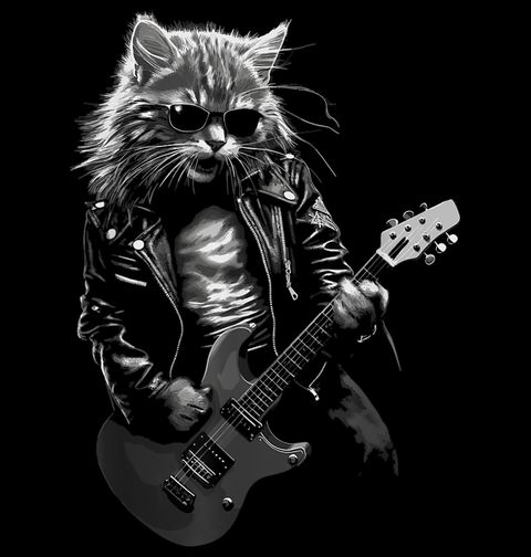 Obrázek produktu Pánské tričko Rockový Kocour s Kytarou
