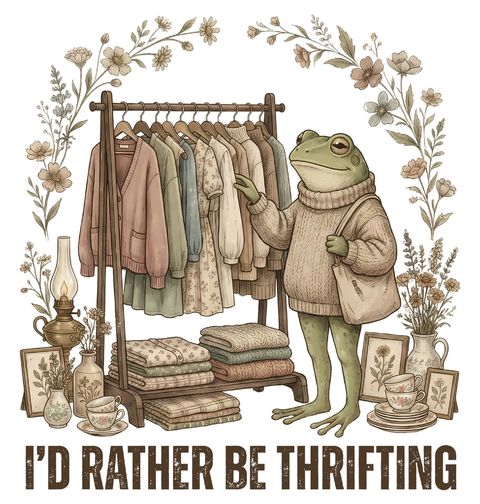 Obrázek produktu Dámské tričko Žába na Nákupech I’d rather be thrifting