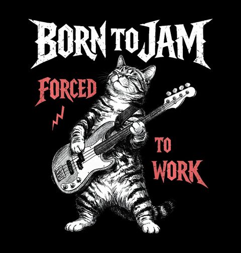 Obrázek produktu Pánské tričko Rocková Kočka s Kytarou Born to Jam