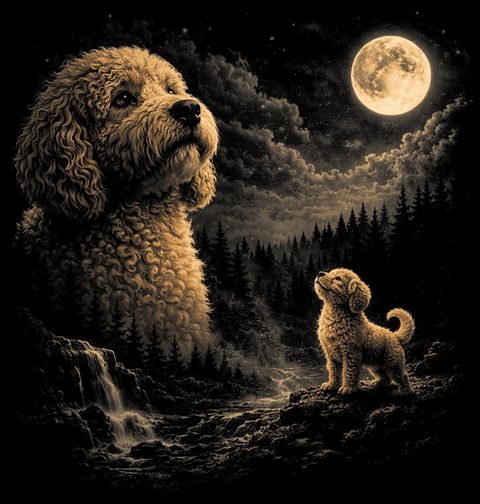 Obrázek produktu Dětské tričko Labradoodle a Kouzlo Úplňku