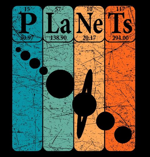 Obrázek produktu Dámské tričko Retro Chemické prvky Planets