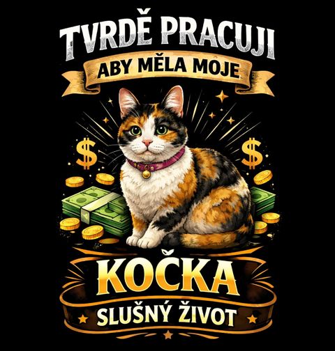 Obrázek produktu Pánská mikina Tvrdě pracuji, aby měla moje kočka slušný život