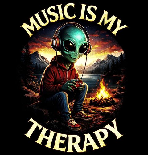 Obrázek produktu Dámské tričko Mimozemšťan u Táboráku Music is my therapy