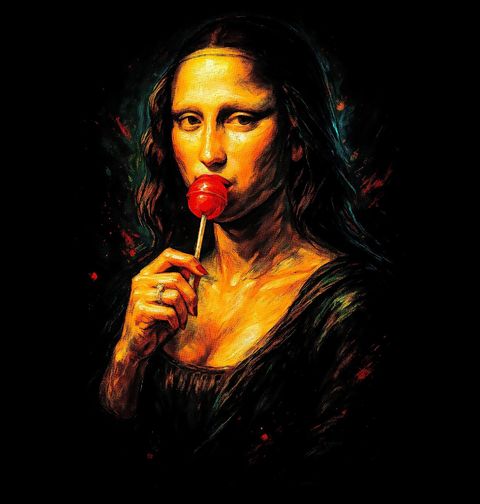 Obrázek produktu Dámské tričko Svůdná Mona Lisa s Lízátkem
