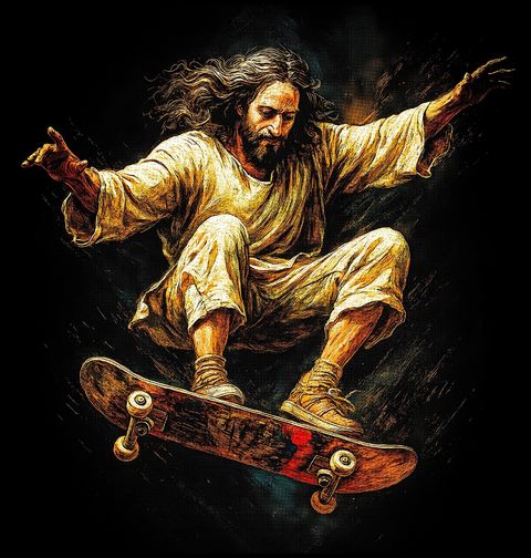 Obrázek produktu Pánská mikina Ježíš Kristus na Skateboardu