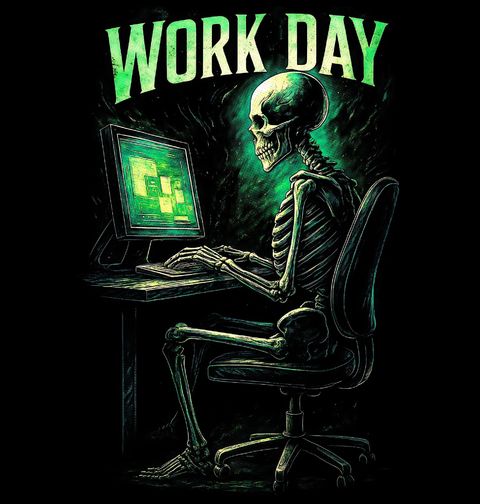 Obrázek produktu Pánské tričko Kostlivec u Počítače Work Day