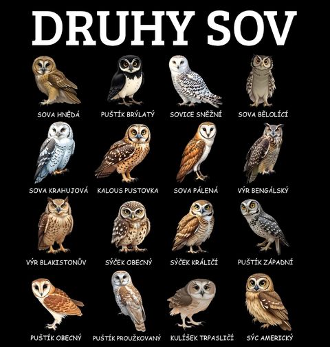 Obrázek produktu Pánské tričko Druhy Sov
