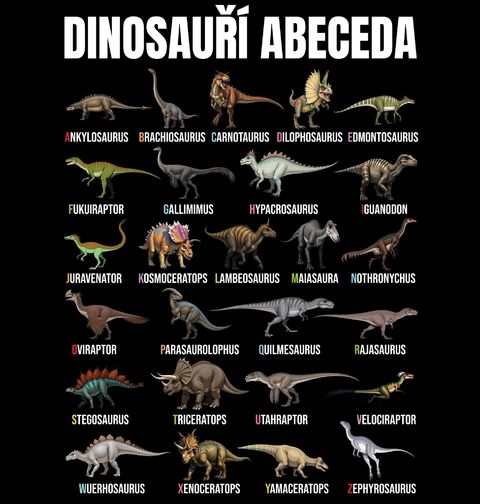 Obrázek produktu Pánské tričko Dinosauří Abeceda