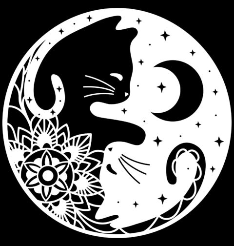 Obrázek produktu Pánské tričko Kočičí Jing Jang Mandala