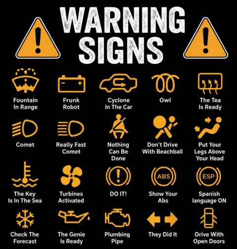 Obrázek produktu Pánské tričko Kontrolky v Autě Warning Signs