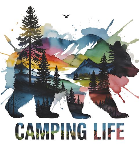 Obrázek produktu Pánské tričko Camping Life Barevný Medvěd
