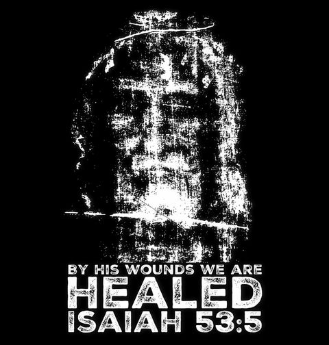 Obrázek produktu Dětské tričko Turínské plátno By His Wounds We Are Healed Isaiah 53:5