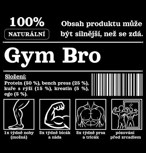 Obrázek produktu Pánské tričko 100 % Naturální Gym Bro