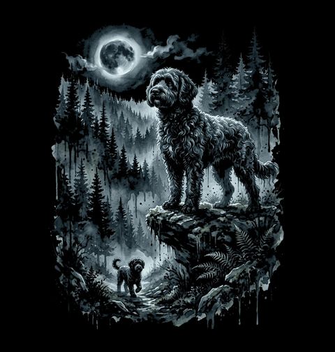 Obrázek produktu Pánské tričko Labradoodle pod Měsíční Oblohou