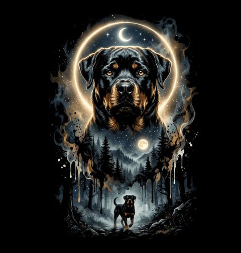 Obrázek produktu Dámské tričko Rottweiler pod Měsíční Září