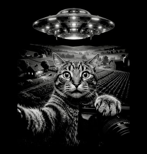 Obrázek produktu Dámské tričko Selfie Kočky a UFO
