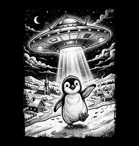 Obrázek produktu Dámské tričko Tučňák a UFO