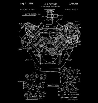 Obrázek 2 produktu Dámské tričko Osmiválcový motor Patent J. B. Platnera
