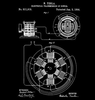 Obrázek 2 produktu Dětské tričko Elektrický přenos energie Patent N. Tesla