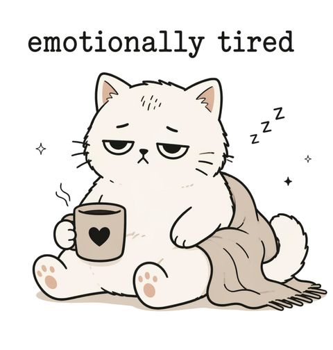 Obrázek produktu Pánské tričko Emočně Vyčerpaná Kočka Emotionally Tired