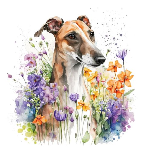 Obrázek produktu Dámské tričko Whippet mezi Květinami