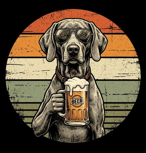 Obrázek produktu Pánské tričko Retro Výmarský Ohař s Pivem