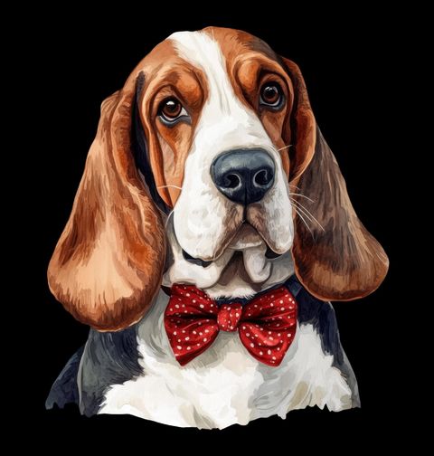 Obrázek produktu Pánské tričko Basset Hound s Červeným Motýlkem