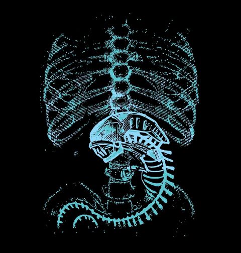 Obrázek produktu Pánské tričko Rentgen hrudníku Vetřelec Xenomorph
