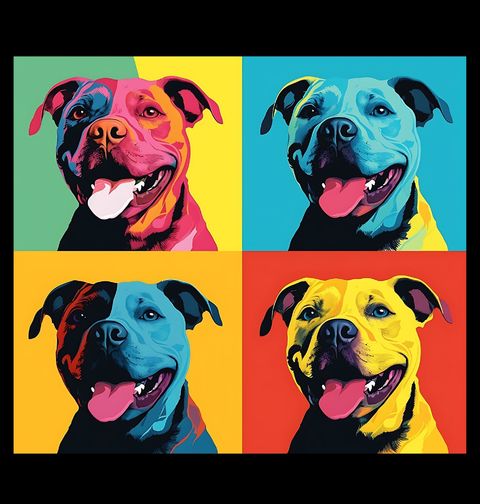Obrázek produktu Dámské tričko Barevný Stafordšírský Bulteriér Pop-art