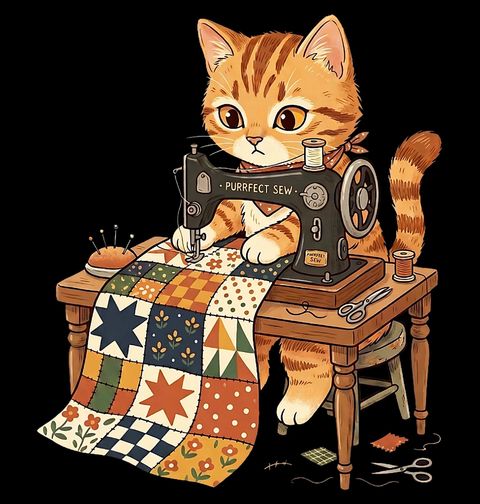 Obrázek produktu Dámské tričko Oranžová Kočka Švadlena Patchwork