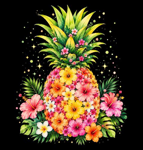 Obrázek produktu Dámské tričko Tropický Ananas s Květy Ibišku