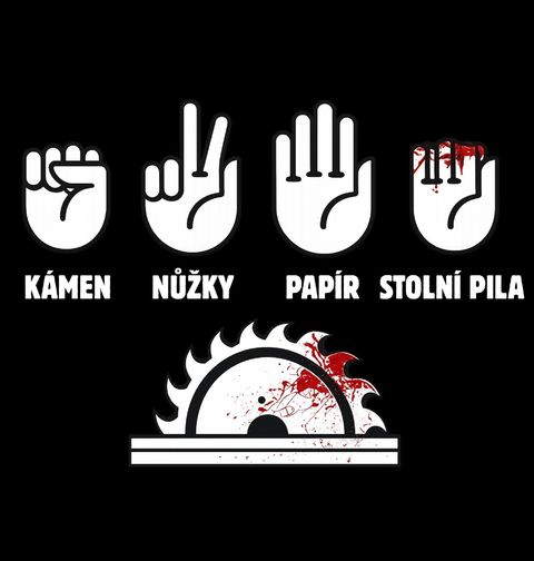 Obrázek produktu Pánské tričko Kámen Nůžky Papír Stolní Pila