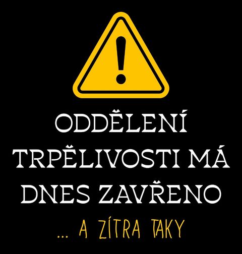 Obrázek produktu Pánská mikina Oddělení Trpělivosti Má Dnes a Zítra Zavřeno