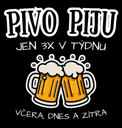 Obrázek produktu Pánské tričko Pivo Piju jen Třikrát v Týdnu