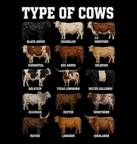 Obrázek produktu Pánské tričko Druhy Krav Type of Cows