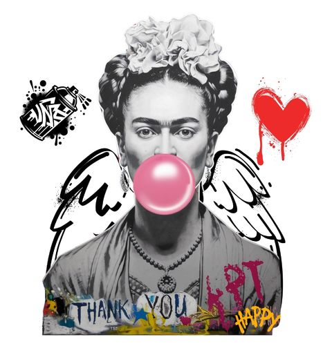 Obrázek produktu Pánské tričko Posprejovaná Frida Kahlo Graffiti